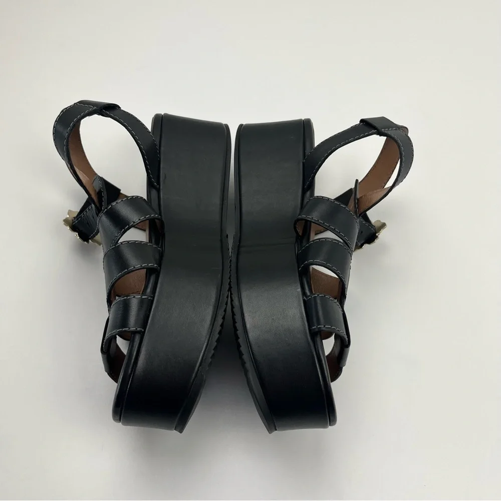 Ted‎ Baker Ffayeta Black Leather Sandal Platform Wedge Womens Size US 10.5 NEW